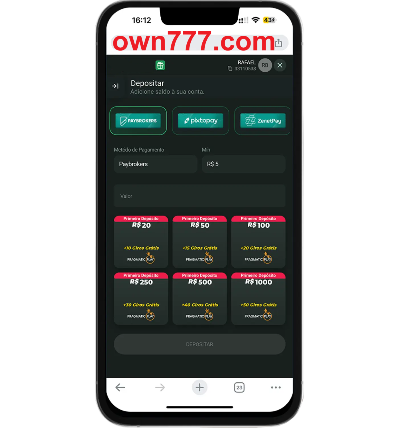 Baixe o aplicativo own777 para jogar a qualquer momento